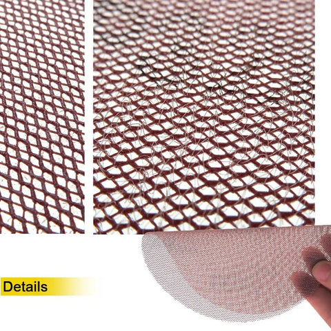 Close-up of 6 Inch Mesh Sanding Discs made of aluminum oxide showing hook loop backing for dust-free sanding.