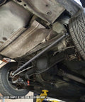 Heavy Duty Adjustable Panhard Bar For Camaro Firebird F Body Rear Suspension Tuning Matte Black Dom Steel With Chromoly Adapters installed on rear undercarriage