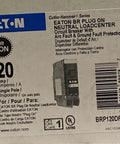 Label of Eaton BR plug-on neutral loadcenter circuit breaker with arc fault & ground fault protection, 20A single pole.