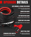 Beefy 100 Foot 3/8 Inch Synthetic Winch Rope With Protective Sleeve Forged Hook And D Ring For 4WD Off Road SUVs 26500 Lbs Break Strength Versatile Winch Line Cable with upgrade details.