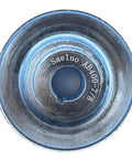 Top view of 4 Inch Outside Diameter Single Groove V Belt Pulley For A B 5L 4L Belts Seven Eighths Inch Bore Carbon Steel Zinc Plated Motor Pulley Durable 1020 Steel Construction