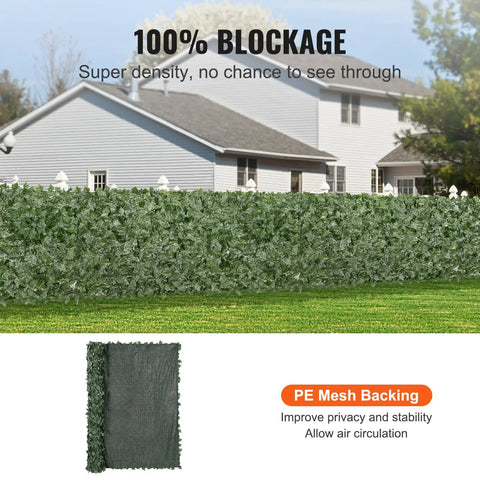 Faux Ivy Privacy Fence Screen With Realistic Veined Leaves 96 Inch By 72 Inch Mesh Backed Greenery Wall Decor For Outdoor