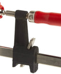 Clutch Style Bar Clamps 12 Inch 600 Lb Capacity, Ergonomic Handle, Non Marring Pads, Durable Cast Iron Jaws, Serrated Rail for Carpentry and Cabinetry, Heavy Duty Woodworking Clamp close-up