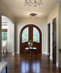 Entryway with Rustic Farmhouse Flush Mount Ceiling Light Fixture With Wrought Iron Oak White Accents And ORB Details For Hallway