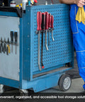 Magnetic Pry Bar Holder With Five Slots Heavy Duty Tool Organizer for Pry Bars Pliers and Screwdrivers on steel tool cart