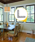 Quick Swap White Plastic Window Screen Corner Keys For Storm Frame Assembly, shown in a bright dining area.