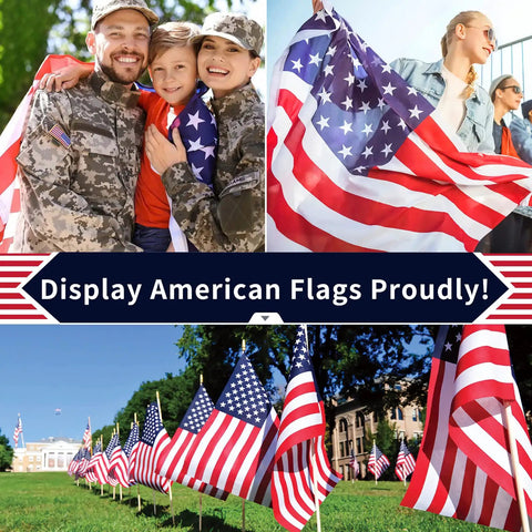 Outdoor US Flag 3x5 Ft Two Pack Fade Resistant Polyester Flags With Double Stitched Edges And Brass Grommets in various settings