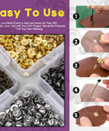 Top Shelf Silver Cone Spikes And Studs Hardware Kit Includes Hole Punch And Screwdriver For Custom Leather Craft Clothing Shoe Embellishments And Badass Accents showing various metallic studs in containers.
