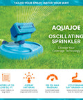 Mini Oscillating Sprinkler On Sled Base With 20 Nozzles And 4 Spray Patterns For Precision Watering on lawn, connected to hose