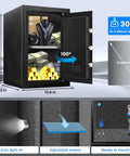 2.5 Cu Ft Steel Digital Safe Box For Home And Office Security With LED Light Electronic Lock External Power Port Built Tough Anti Pry Construction Great For Documents Money Jewelry And Valuables open with valuables inside