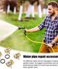 Heavy Duty Garden Hose Repair Kit With Solid Brass Coupler And Double Clamps For Fixing Leaks Fast No More Plastic Fittings That Crack Under High Pressure Water Flow Durable Professional Grade Mender Tool For Outdoor Yard Work, man watering lawn