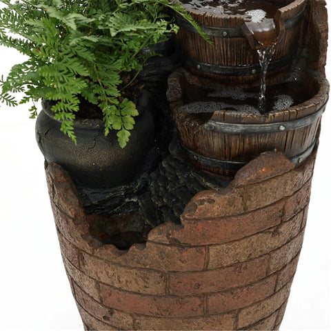 Outdoor Cascading Water Fountain With Pump Included For A Chill Backyard Oasis, Durable Polyresin and Fiberglass Garden Feature