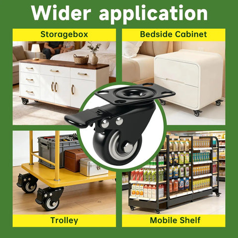 Badass Heavy Duty Casters Set Of 8 Roll Smoother Than Butter With Silent Swivel Plates and Secure Locking Brakes for furniture applications