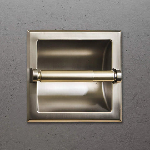 Recessed Brushed Nickel Toilet Paper Holder, Wall Mounted Heavy Duty Metal Roll Holder With Rear Mounting Bracket, Easy Install