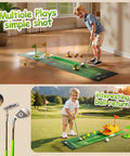 Indoor Putting Green With Automatic Ball Return For Kids Plus Toddler Golf Clubs Light Up Balls Party Game With Kids Playing