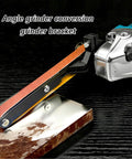 Upgrade Any Angle Grinder To A Belt Sander Instantly with this angle grinder bracket and sanding belt attachment.