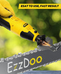 Cordless Chainsaw Sharpener Kit With 12V Power Portable On The Go Sharpening Tool Six Titanium Coated Diamond Bits shown sharpening a chainsaw chain