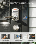 Top Notch Zinc Alloy Keypad Door Lock With Satin Nickel Finish Programmable Smart Keyless Entry Featuring Auto Lock And Privacy Thumbturn detail showing keypad and thumbturn lock.