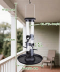 Six Port Outdoor Bird Feeders With Tray For Cardinals 13 Inch Black Pack Of 2 Durable Plastic Construction Easy Hang From Tree Or Hook Great For Backyards Gardens Patios And Porches