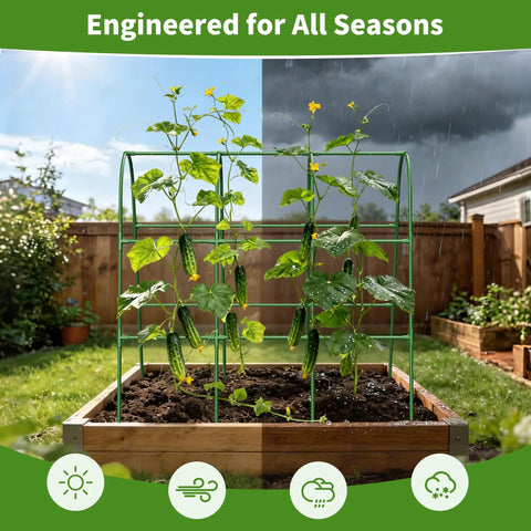 U Shaped Garden Trellis for Climbing Plants and Cucumbers in Raised Beds Backyard Outdoor, Rustproof Stainless Core, Stable Arch