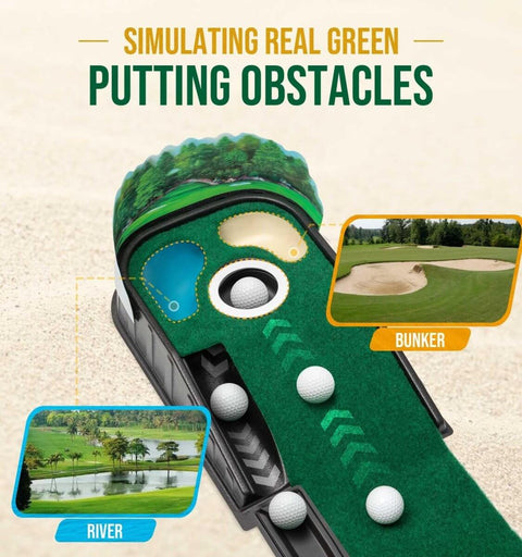 Indoor Golf Putting Mat For Real Green Speed And Wrinkle Free Surface 8 Foot Practice Putting Mat With Lenticular 3D Backplate