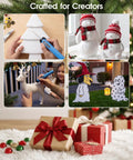 Creative projects using Badass 3 In 1 Hot Wire Foam Cutter Kit for holiday decorations like snowmen, trees, and gifts.
