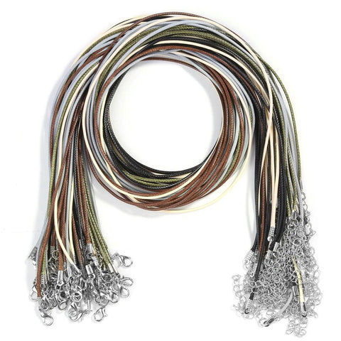 Fifty Pack Waxed Cotton Necklace Cords With Clasp 24 Inch Bulk Good Value For Jewelry Making Charms Pendants Bracelets Necklaces