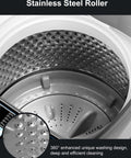 Lowkey Quiet Portable Washing Machine Full Automatic 2.0 Cubic Foot Compact Washer Grey interior with stainless steel roller for efficient cleaning.