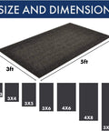 Diagram showing size and dimensions of Charcoal Chevron Carpeted Entrance Mat 3x5 Ft for high traffic entrances.