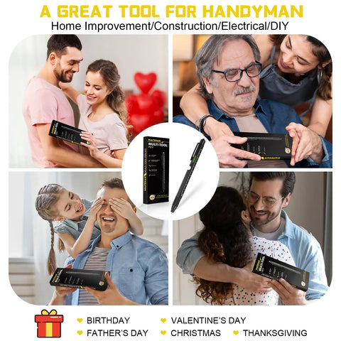 Fathers Day Gift For Dad And Men 9 In 1 Multitool Pen With LED Light Stylus Ruler Bubble Level Bottle Opener Screwdrivers And Ballpoint