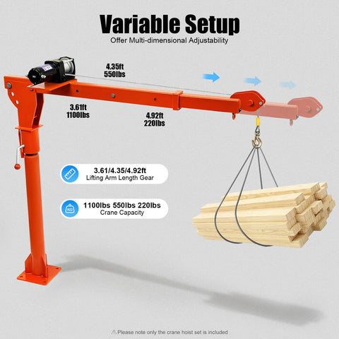 Heavy Duty Truck Mounted Crane Hoist With 1100 Lb Capacity And 12 Volt Electric Winch showcasing variable setup with lumber.