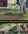 Using Heavy Duty Lawn Leveling Rake With 72 Inch Long Handle And 31 Inch Head Smooths Uneven Grass Fills Holes Level Soil