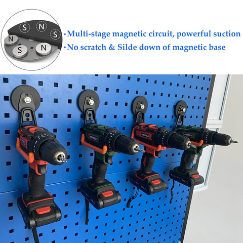 Magnetic Power Tool Organizer For Garage And Workshop Tough As Nails Heavy Duty 2 Pack Rubber Coated Magnetic Hooks for drills