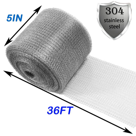 Stainless Steel Wire Mesh Roll For Mice Control 5 Inch By 36 Feet Upgrade Hole Filler Seals Weep Holes Vents Plumbing Openings And More Versatile Rustproof Rodent Barrier For Garden Home DIY Projects Flexible Stretchy Mesh