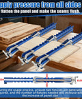 36 Inch Heavy Duty Panel Clamps 2 Pack Hella Stable Four Way Steel Pressure Jigs making wood seams flush on a workbench.