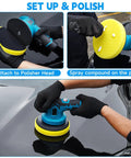 Using Six Inch Buffing Polishing Pad Kit With Wool Pads And M14 Drill Adapter on car surface