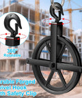 Aunocy 12 Inch Heavy Duty Scaffolding Pulley Hoist With Precision Ball Bearings For Quiet Lifting 1000 Lb Capacity Cable Rope System shown with a durable forged swivel hook.