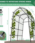 Sturdy 7 Foot Extra Tall Garden Arch Trellis For Climbing Plants Outdoor Use With Polyethylene Coated Stainless Steel Frame And Clips Black Heavy Duty Weather Resistant For Cucumber And Grapevines, arch with climbing plants.