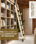 Super Sturdy Retractable Sliding Ladder Track Hardware Kit For Heavy Duty Steel Floor Roller Mobile Ladder System, 300 Cm Track