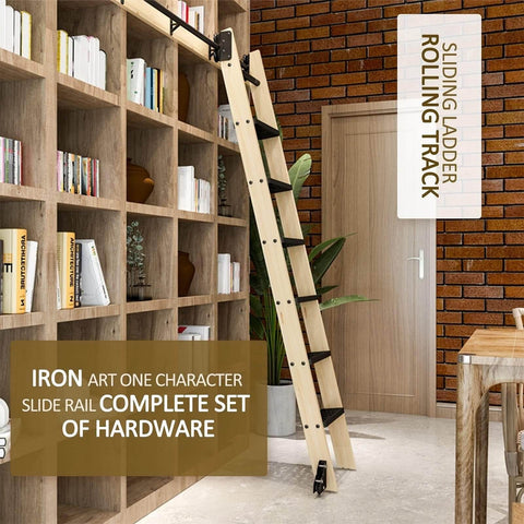 Super Sturdy Retractable Sliding Ladder Track Hardware Kit For Heavy Duty Steel Floor Roller Mobile Ladder System, 300 Cm Track