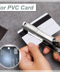 Heavy Duty One Hole Punch With Deep Throat Reach 2 Inch Long 1/8 Inch Hole Size Punches Up To 25 Sheets Of Thin Paper Handheld Alloy Punch For ID And PVC Cards 5 Inch Tall Reduces Effort in use punching PVC card