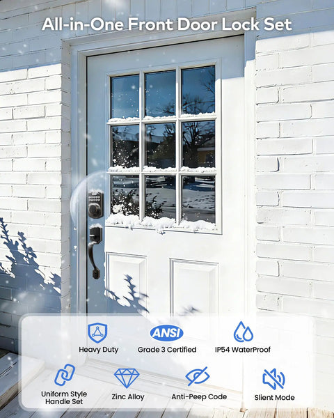 Slick Keyless Entry Door Lockset For Front Door Featuring Wireless Keypad Access Oil Rubbed Bronze Finish No Sweat Install Heavy Duty Security Handleset