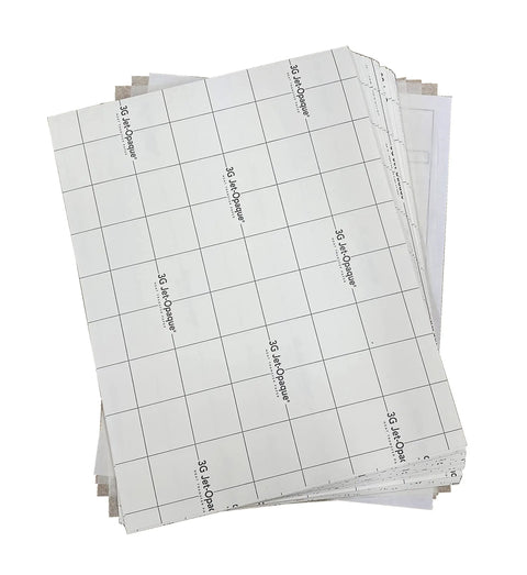 Stack of 3G Jet Opaque Transfer Paper 8.5x11 Inches White Light And Dark Fabrics Custom Pack 50 Sheets Hot Peel High Quality