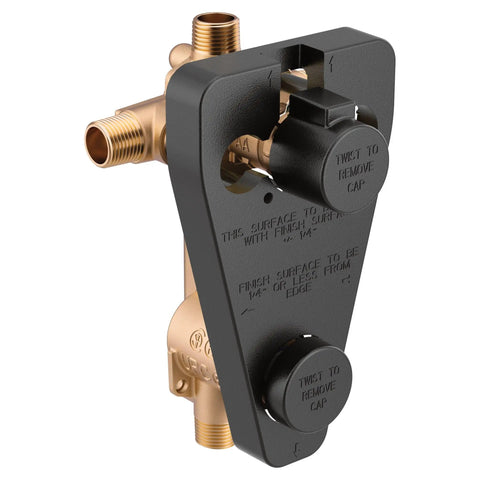 Posi-Temp Pressure Balancing Valve With Built-In Two-Function Transfer Valve For Dual-Handle Shower Trim One-Half Inch IPS And CC Connections