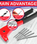 Rivet gun and Heavy Duty Aluminum Long Rivets 3/16 X 1-1/2 Dome Head Blind Rivets With Long Grip 24 To 30 mm 25 Piece Set