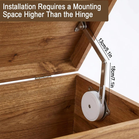 Soft Close Toy Box Hinges Set With Lid Support For Wooden Toy Chests, Cedar Storage Trunks And Benches, hinge installation view