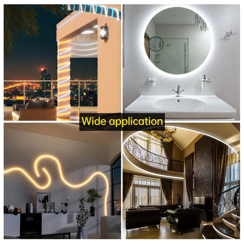 16.5 Ft Silicone LED Channel With Diffuser IP67 Waterproof for Neon LED Strips used in diverse interior and exterior settings