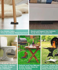 12 Piece Furniture Leveler Kit With Multi Size Rubber Shims for Leveling Feet Anti Wobble Pads under tables and a grill.