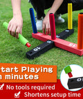 Indoor and outdoor ring toss game for kids and grownups with 5 poles 2 bases 16 soft foam rings easy setup family game.