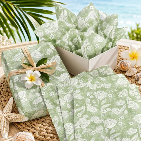 Sage Green Monstera Tissue Paper 50 Sheets 20x14 Inches easy to use dope gift wrapping and party decor tropical plant theme